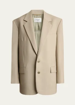 Saint LaurentSingle-Breasted Oversized Wool-Silk Blazer Jacket
