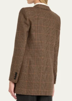 Saint LaurentSingle-Breasted Slim Houndstooth Plaid Blazer