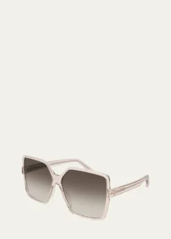Saint LaurentSL 232 Betty Oversized Square Transparent Acetate Sunglasses, Nude