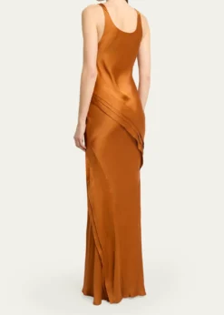 Saint LaurentSleeveless Draped Silk Tank Dress
