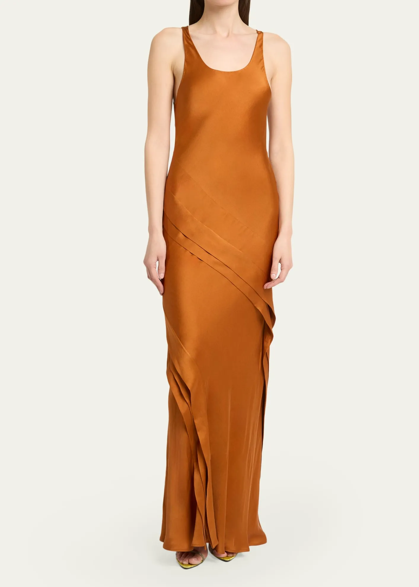 Saint LaurentSleeveless Draped Silk Tank Dress