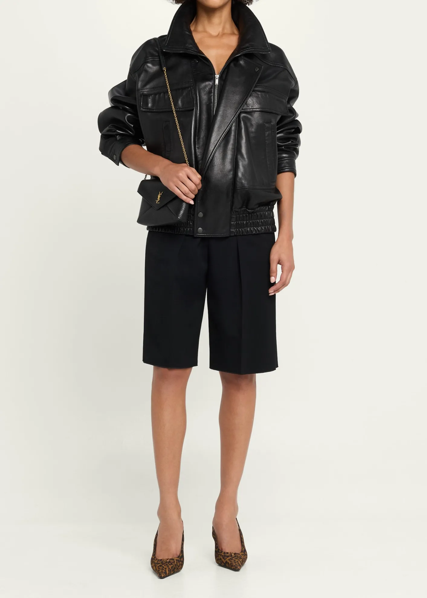 Saint LaurentSmall YSL Grain Leather Pouch Bag