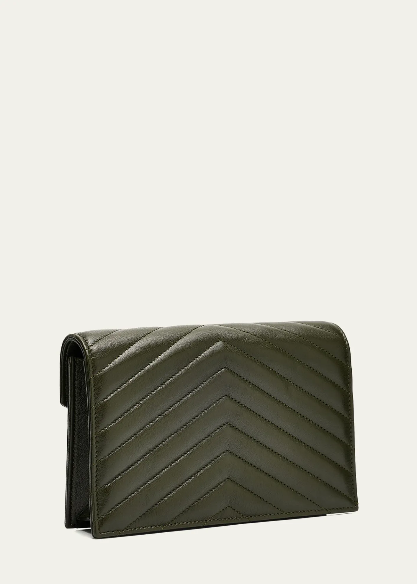 Saint LaurentSmall YSL Wallet on Chain in Grain Leather
