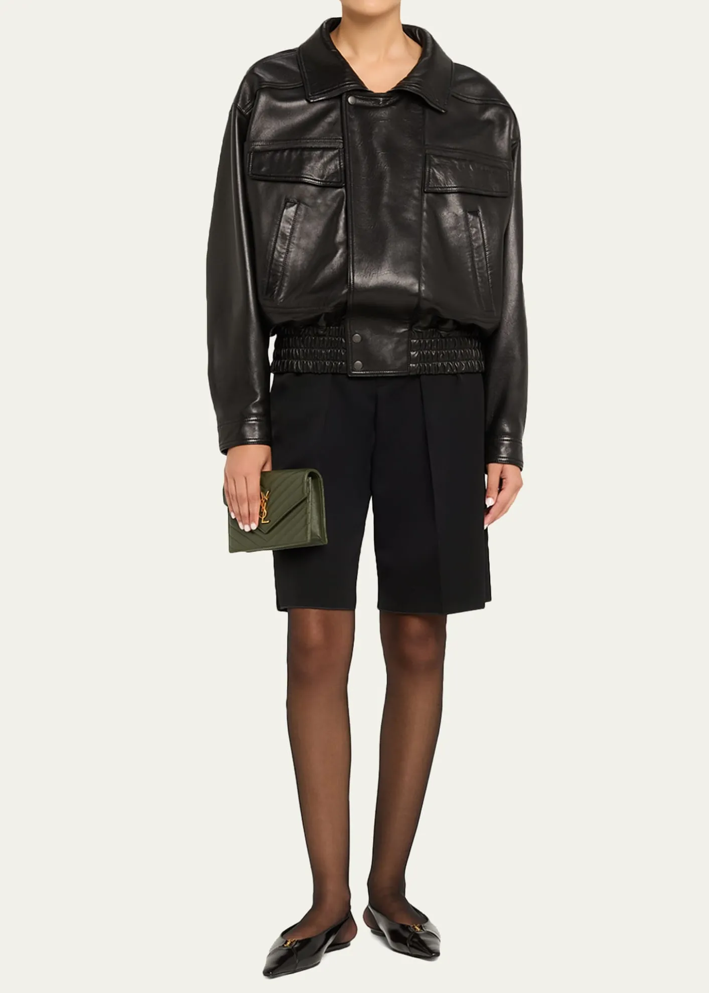 Saint LaurentSmall YSL Wallet on Chain in Grain Leather