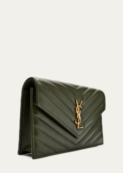 Saint LaurentSmall YSL Wallet on Chain in Grain Leather