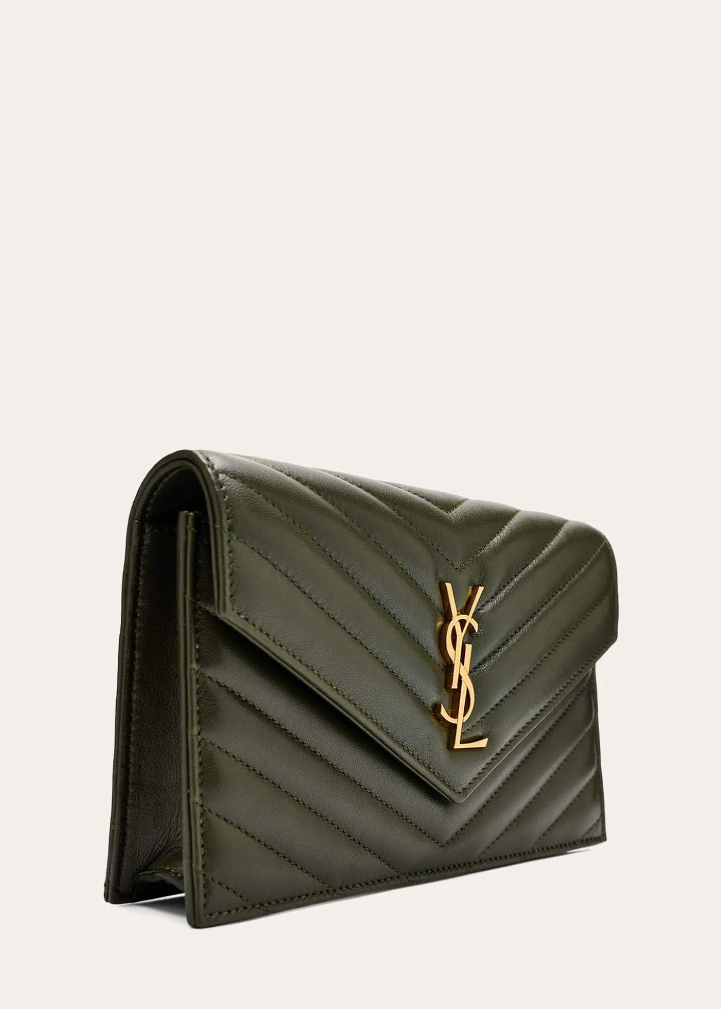 Saint LaurentSmall YSL Wallet on Chain in Grain Leather