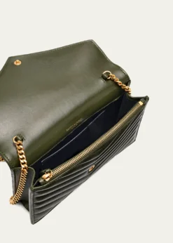 Saint LaurentSmall YSL Wallet on Chain in Grain Leather
