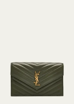 Saint LaurentSmall YSL Wallet on Chain in Grain Leather