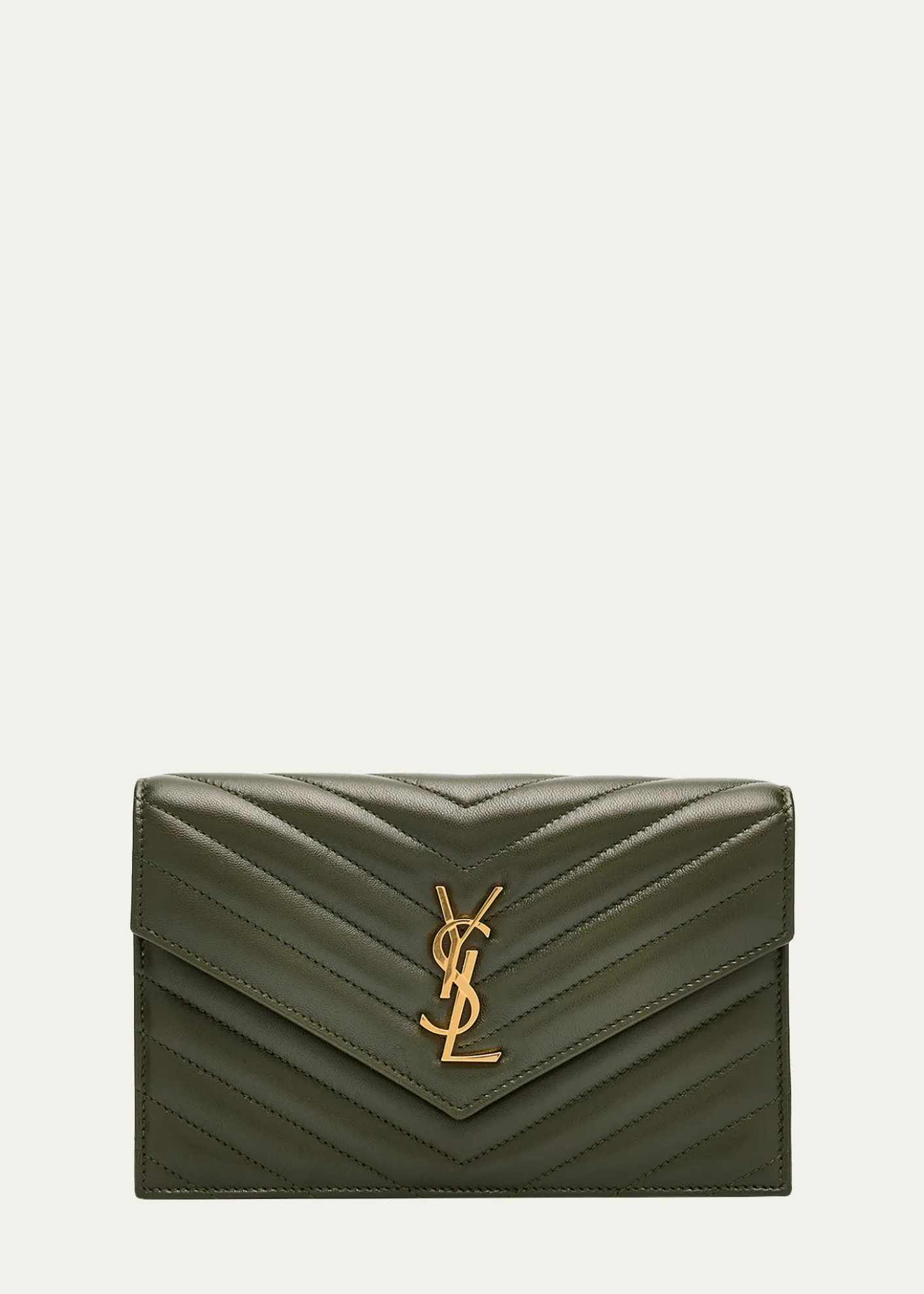 Saint LaurentSmall YSL Wallet on Chain in Grain Leather