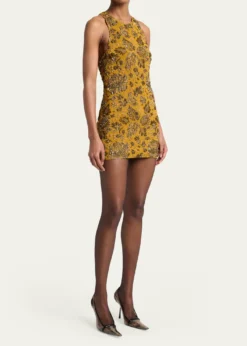 Saint LaurentStretch Brocade Cross-Back Mini Dress