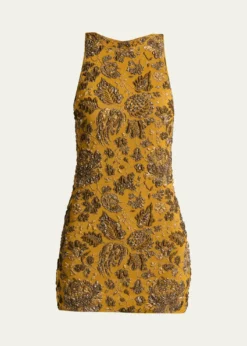 Saint LaurentStretch Brocade Cross-Back Mini Dress