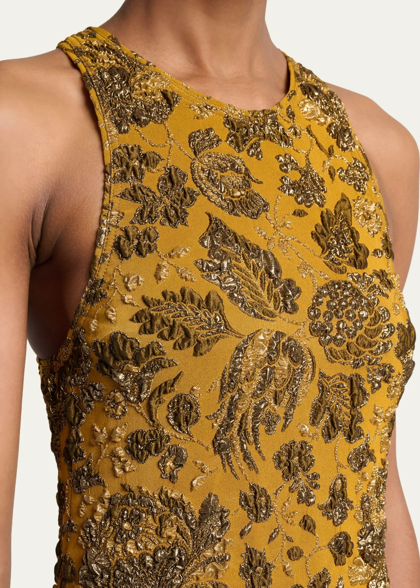Saint LaurentStretch Brocade Cross-Back Mini Dress