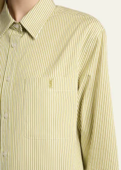 Saint LaurentStriped Cotton Poplin Button-Down Shirt