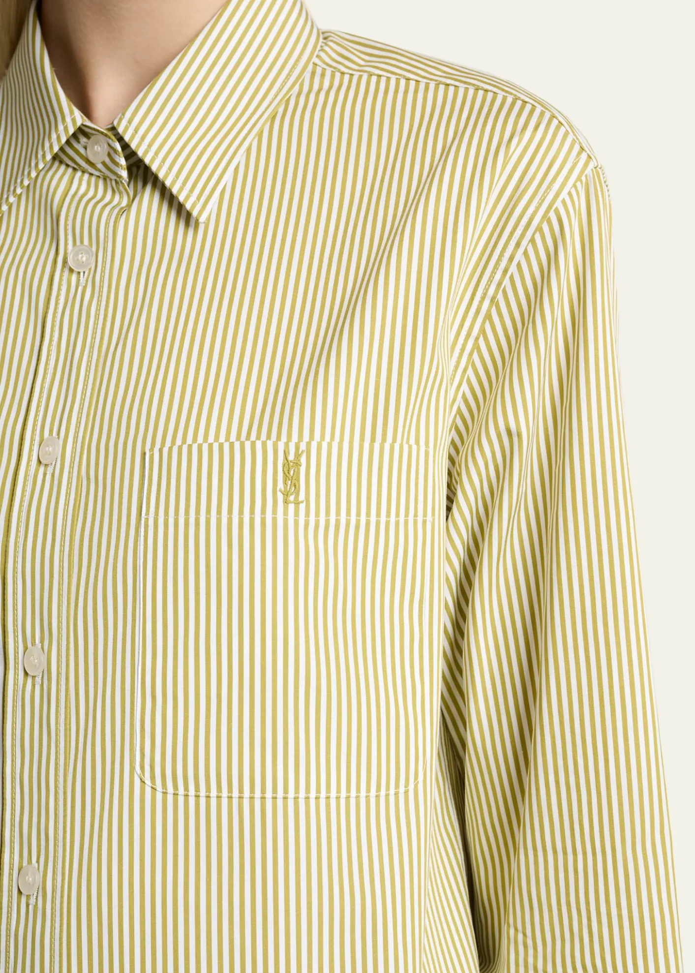 Saint LaurentStriped Cotton Poplin Button-Down Shirt