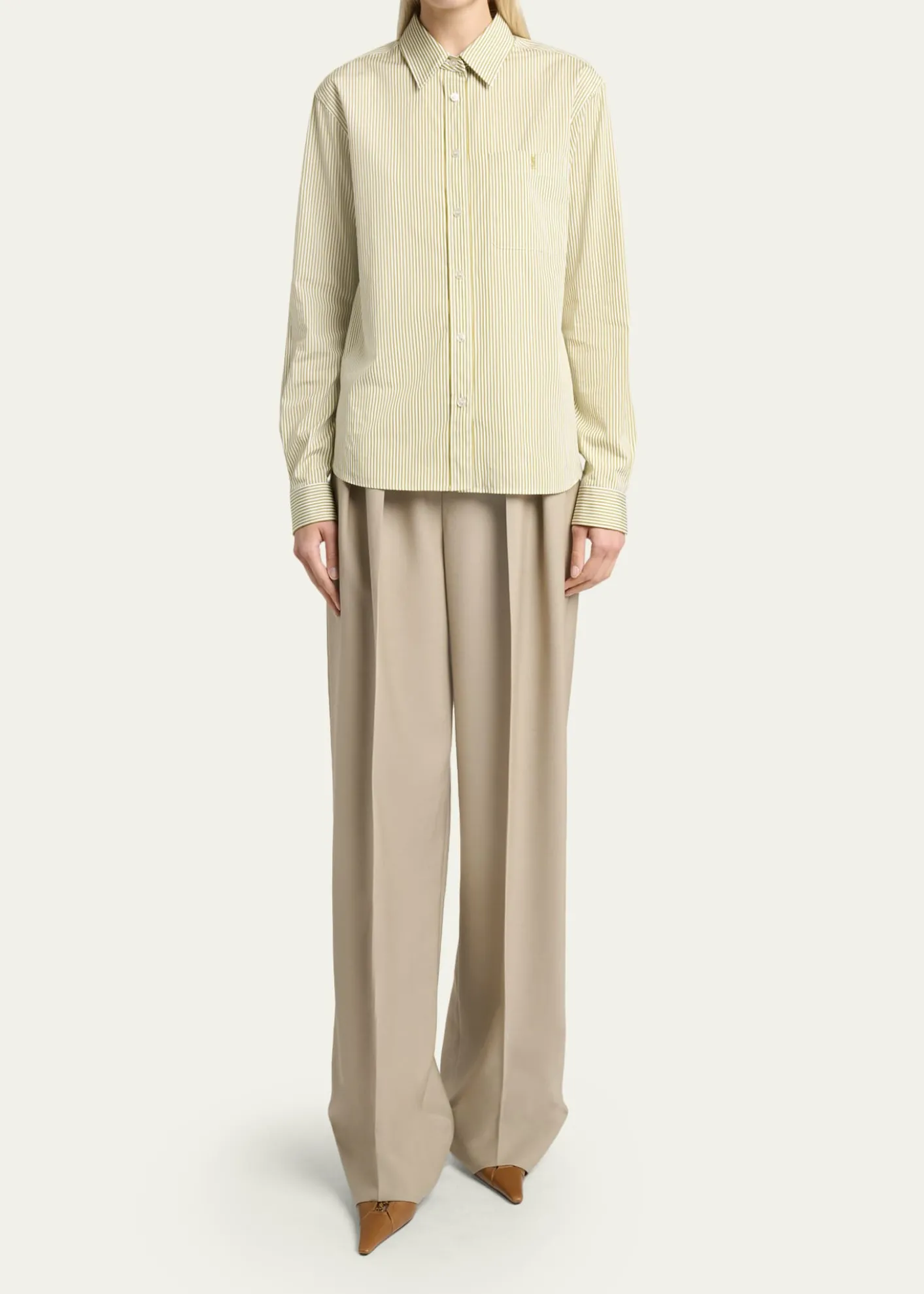 Saint LaurentStriped Cotton Poplin Button-Down Shirt