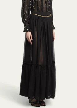 Saint LaurentTiered Sheer Maxi Skirt