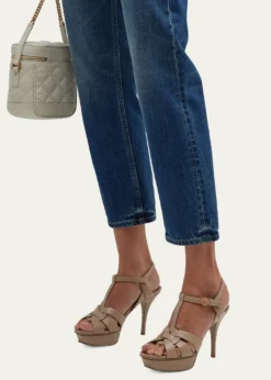 Saint LaurentTribute Leather T-Strap Platform Sandals
