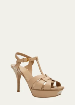 Saint LaurentTribute Leather T-Strap Platform Sandals