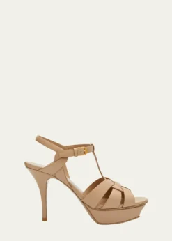Saint LaurentTribute Leather T-Strap Platform Sandals