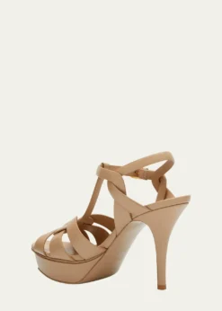 Saint LaurentTribute Leather T-Strap Platform Sandals