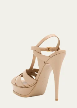 Saint LaurentTribute Leather T-Strap Platform Sandals