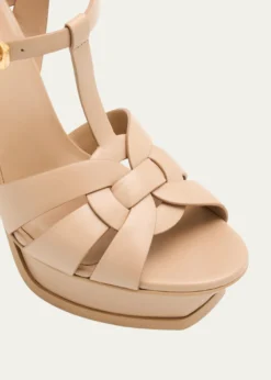 Saint LaurentTribute Leather T-Strap Platform Sandals