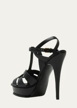 Saint LaurentTribute Leather T-Strap Platform Sandals
