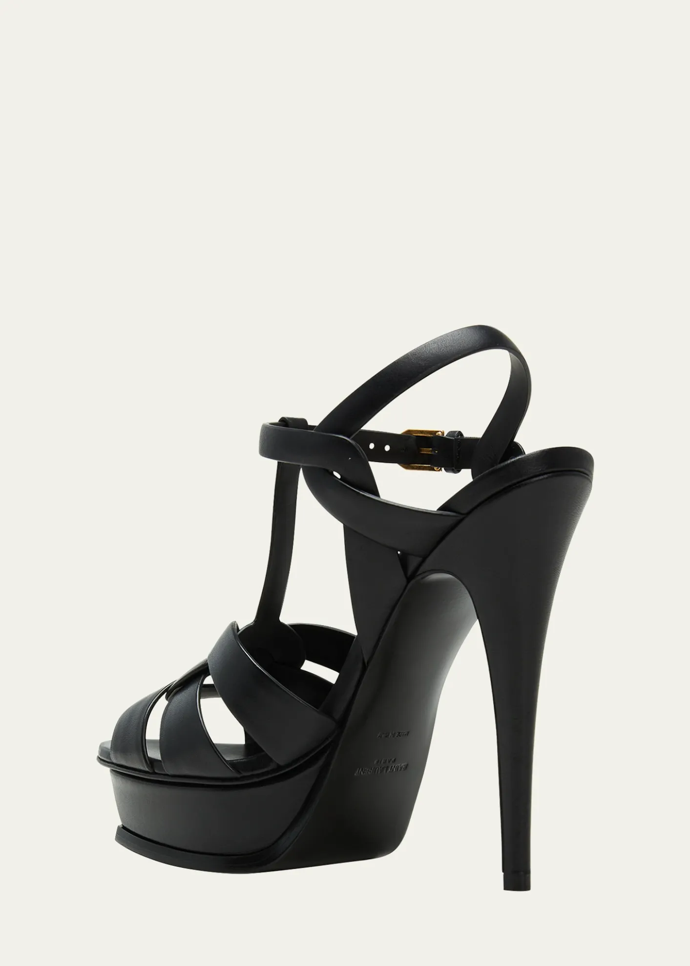 Saint LaurentTribute Leather T-Strap Platform Sandals
