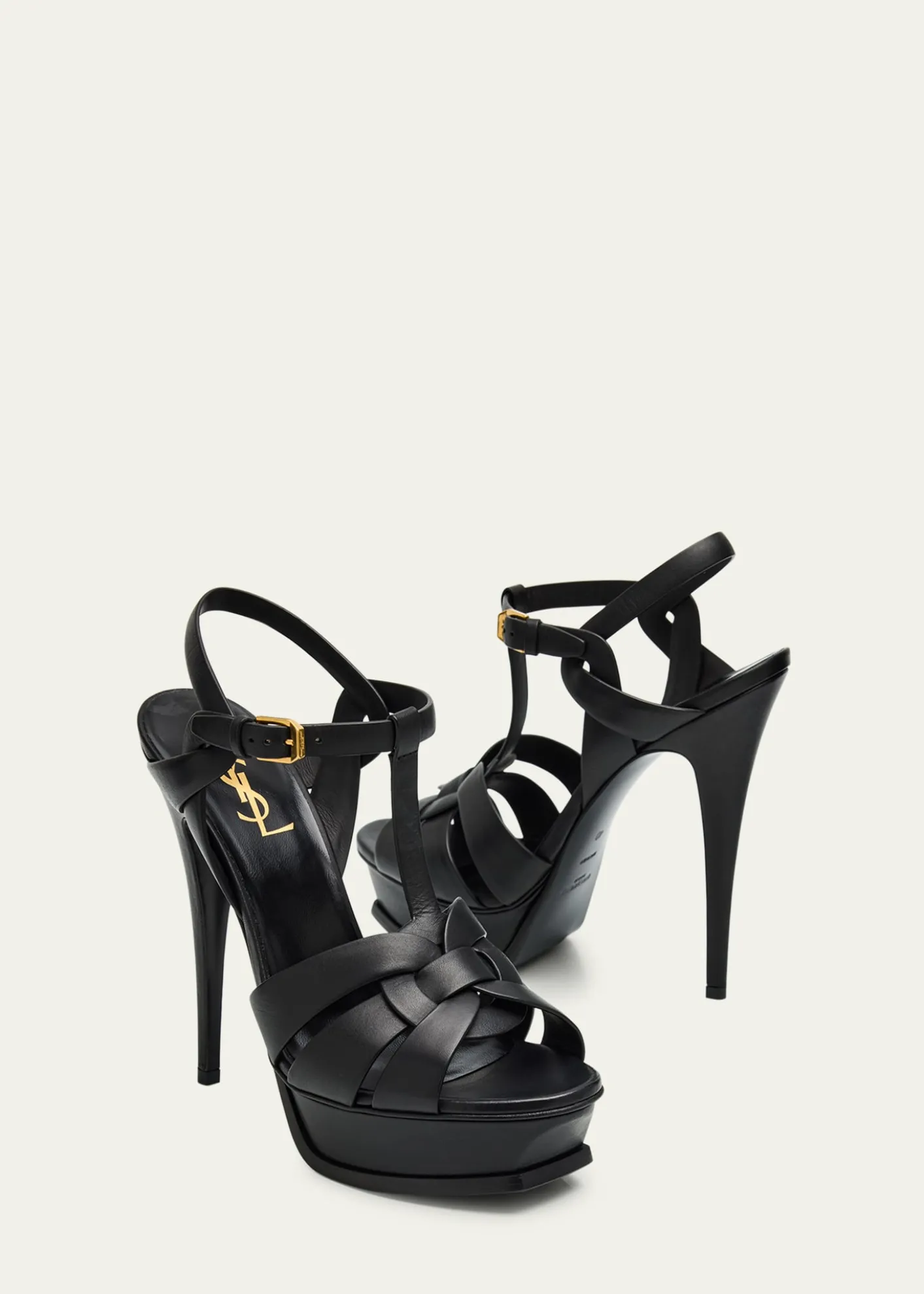 Saint LaurentTribute Leather T-Strap Platform Sandals