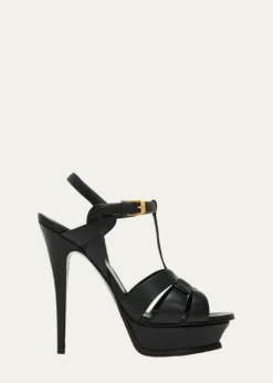 Saint LaurentTribute Leather T-Strap Platform Sandals
