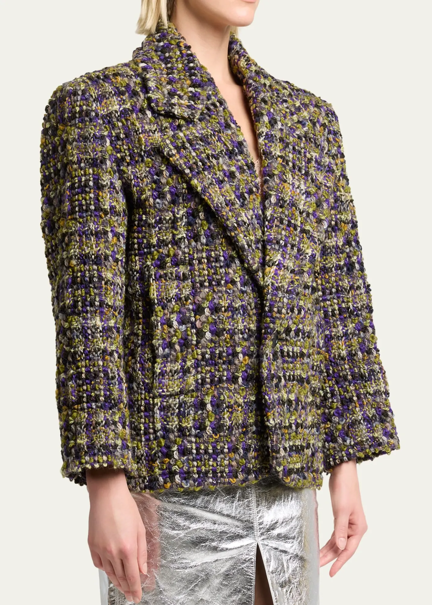Saint LaurentTweed Single-Breasted Jacket