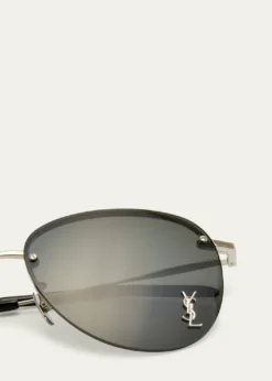 Saint LaurentUnisex Mask Mirrored Shield Metal Sunglasses