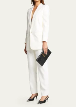 Saint LaurentUptown Medium YSL Monogram Croc-Embossed Pouch Bag