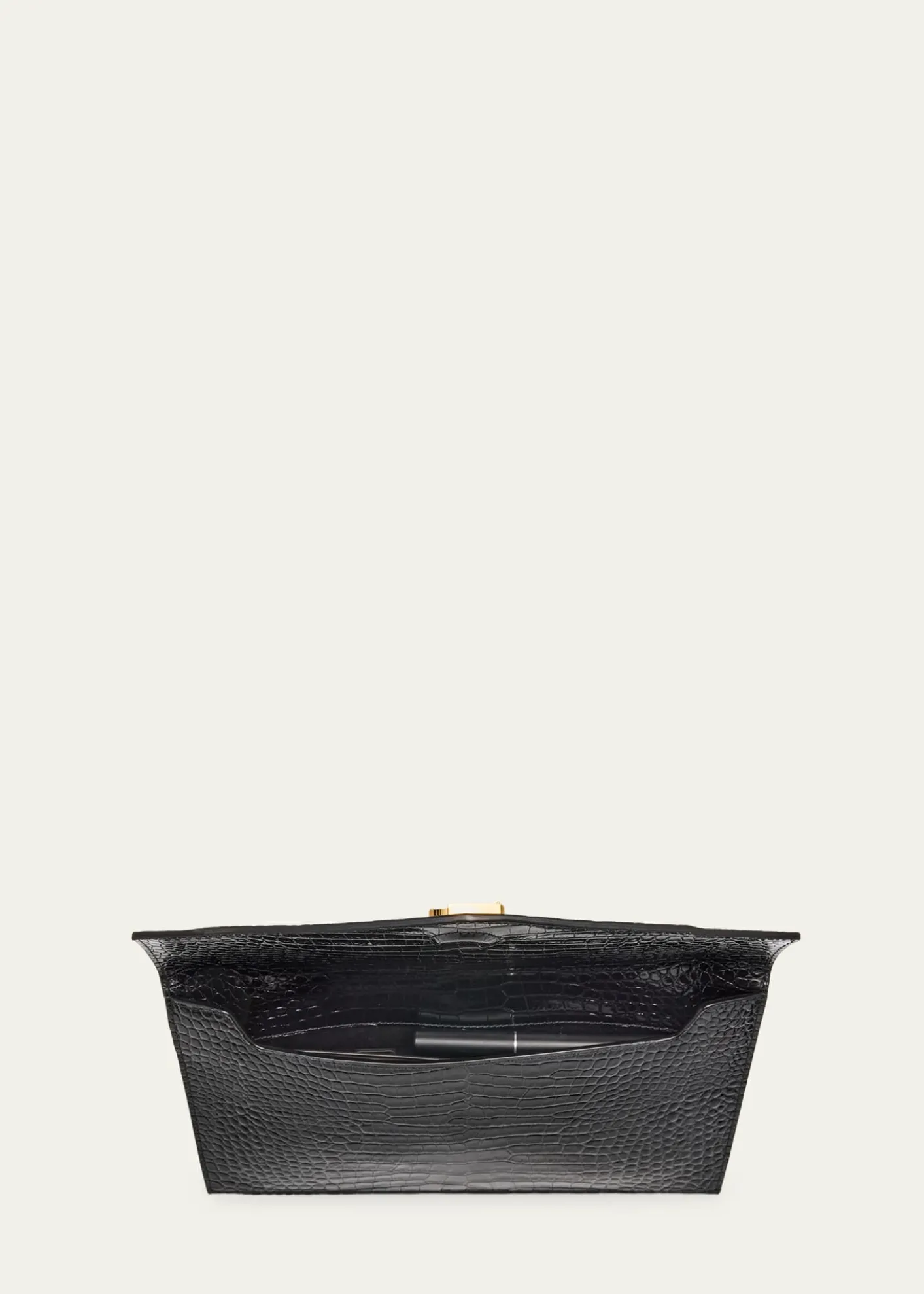 Saint LaurentUptown Medium YSL Monogram Croc-Embossed Pouch Bag