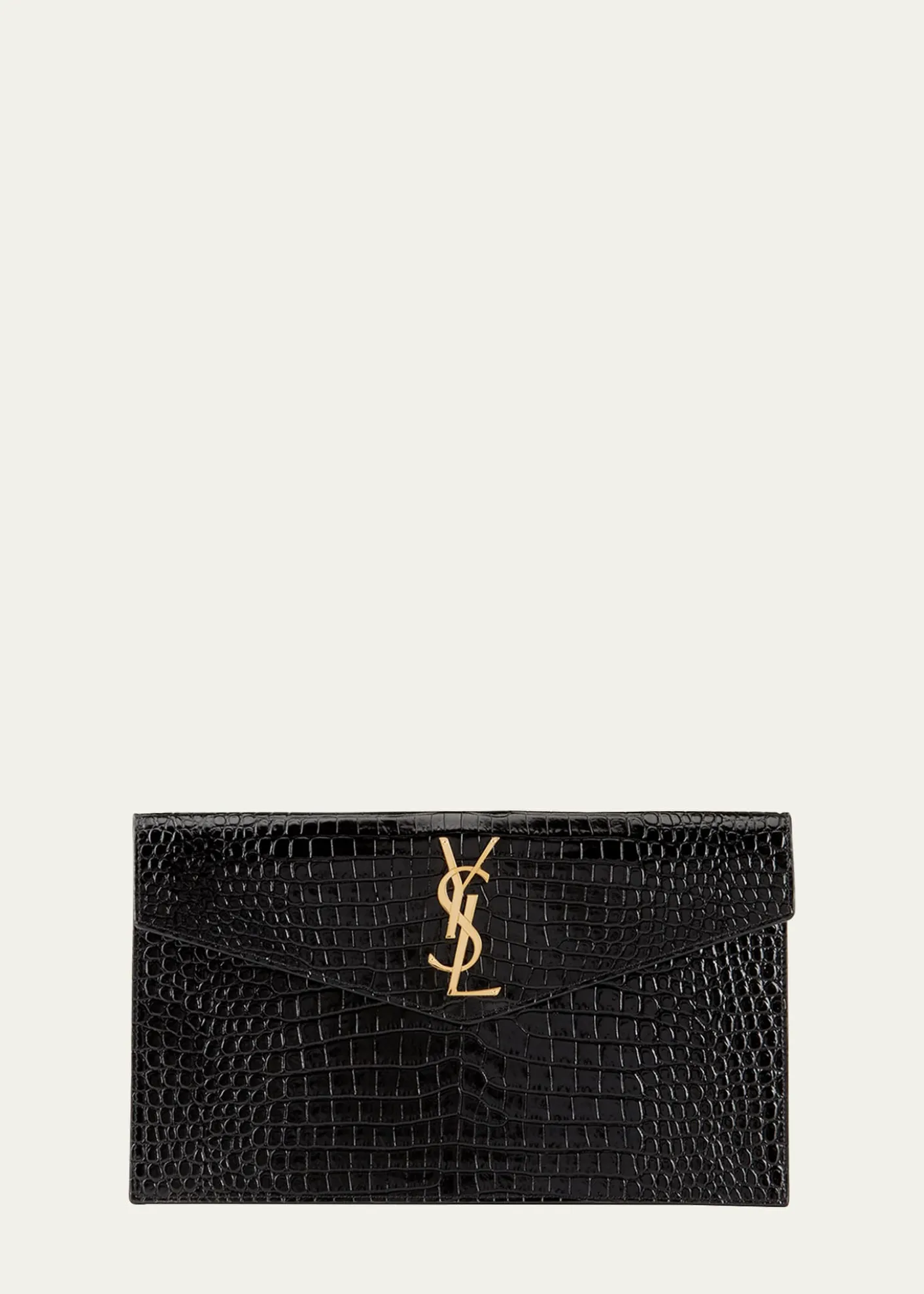 Saint LaurentUptown Medium YSL Monogram Croc-Embossed Pouch Bag