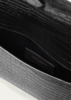 Saint LaurentUptown Medium YSL Monogram Croc-Embossed Pouch Bag