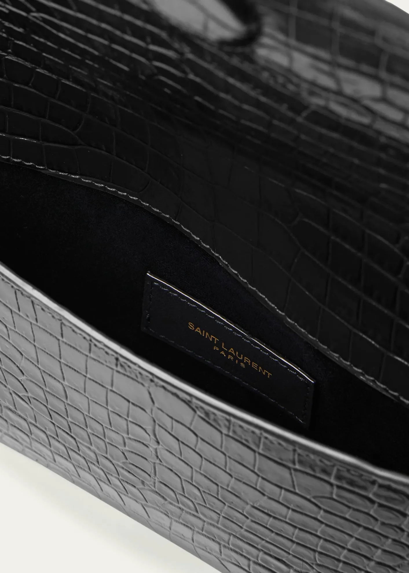 Saint LaurentUptown Medium YSL Monogram Croc-Embossed Pouch Bag
