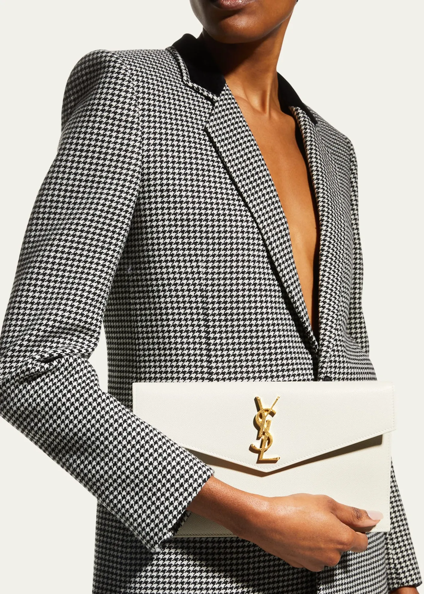 Saint LaurentUptown YSL Pouch in Grained Leather