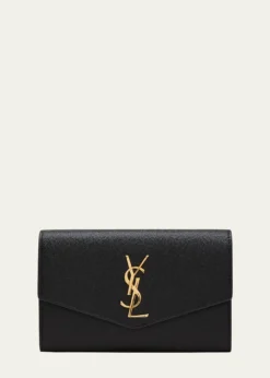 Saint LaurentUptown YSL Wallet on Chain in Grained Leather