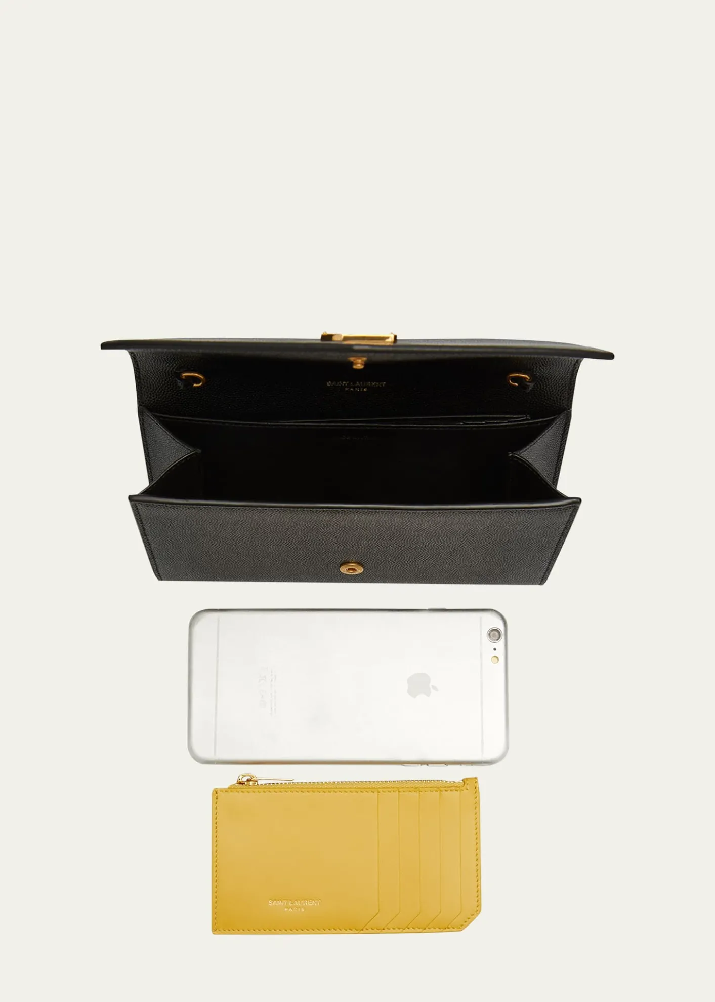 Saint LaurentUptown YSL Wallet on Chain in Grained Leather