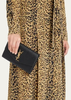Saint LaurentUptown YSL Wallet on Chain in Grained Leather