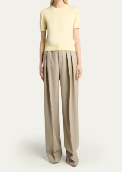 Saint LaurentWool-Cashmere Short-Sleeve Top