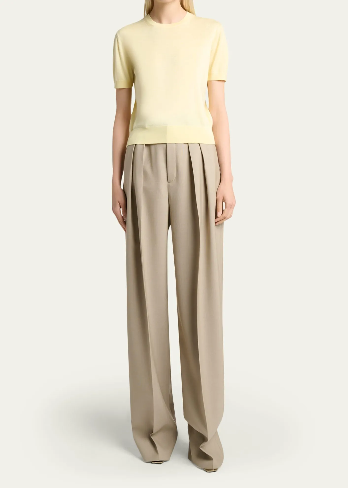 Saint LaurentWool-Cashmere Short-Sleeve Top