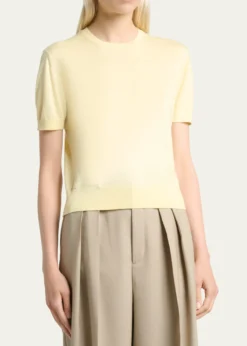 Saint LaurentWool-Cashmere Short-Sleeve Top