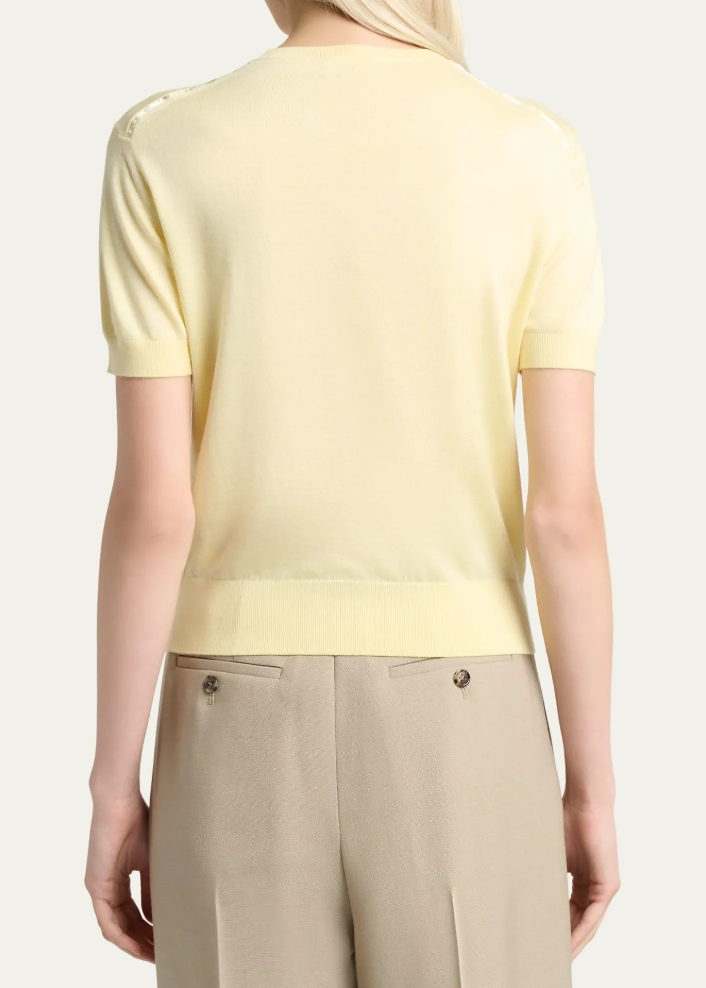 Saint LaurentWool-Cashmere Short-Sleeve Top
