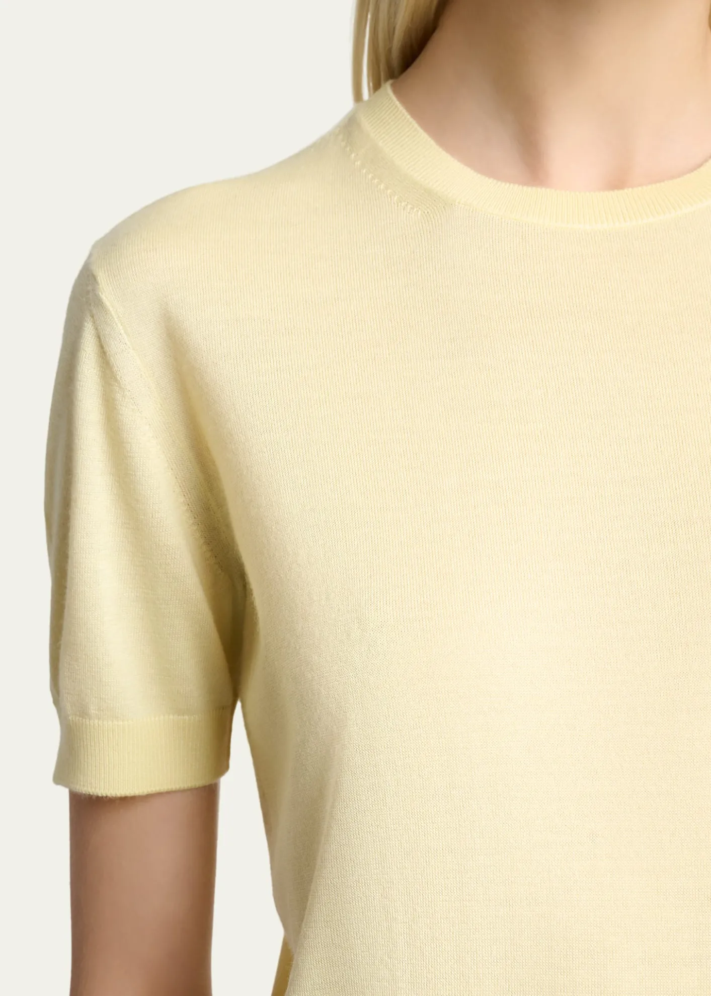 Saint LaurentWool-Cashmere Short-Sleeve Top