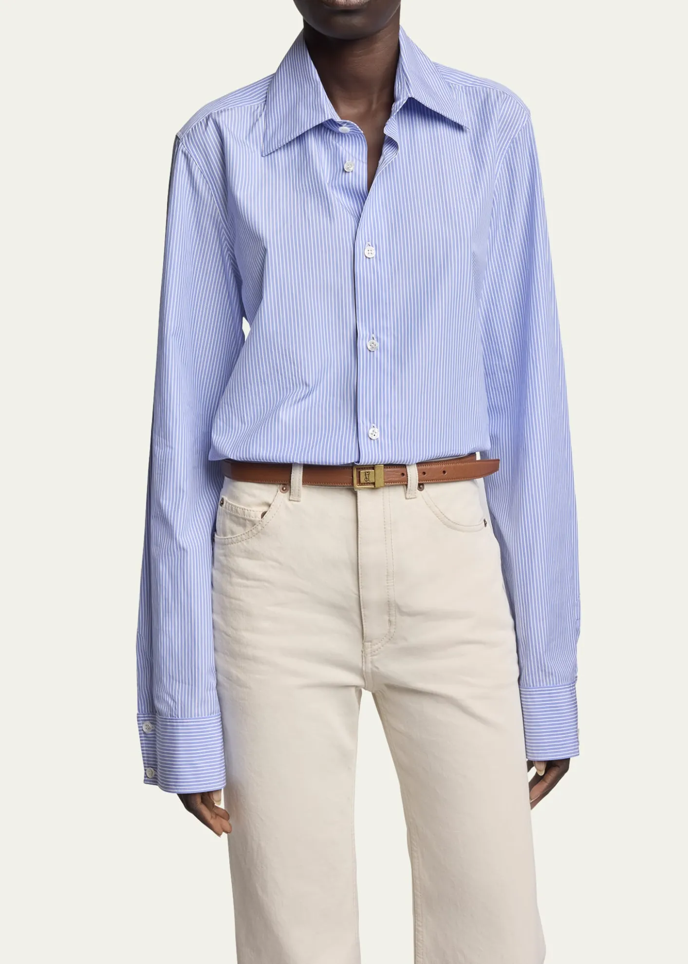 Saint LaurentYSL Buckled Grainy Leather Belt