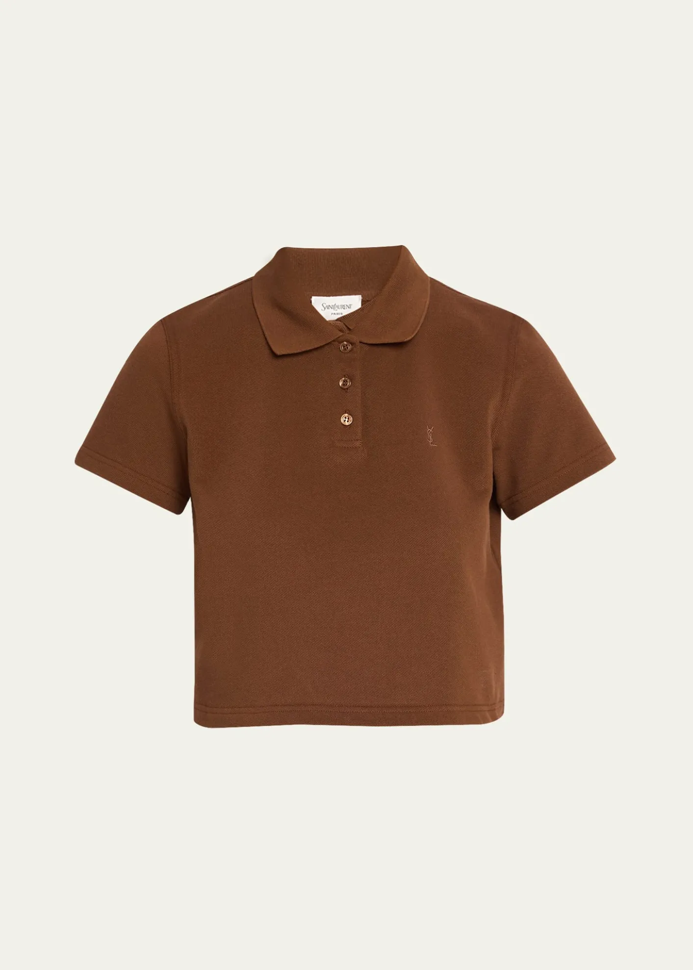 Saint LaurentYSL Cotton Pique Crop Polo Shirt