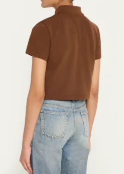 Saint LaurentYSL Cotton Pique Crop Polo Shirt