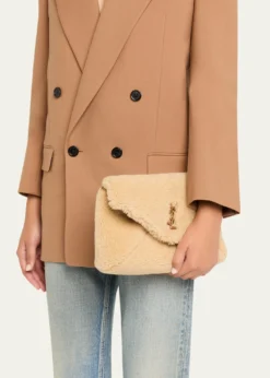Saint LaurentYSL Envelope Flap Shoulder Bag in Shearling